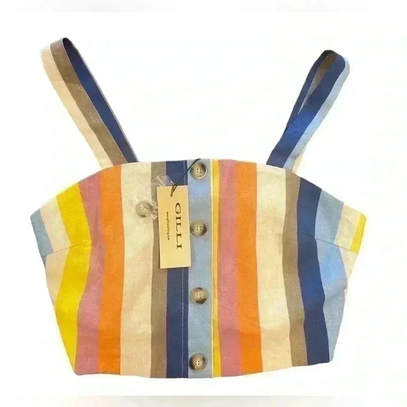 GILLI Linen Crop Top Size Medium - Picture 1 of 7